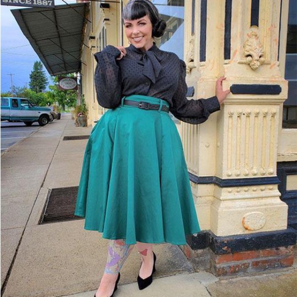 Doris Vintage swing skirt emerald green xl